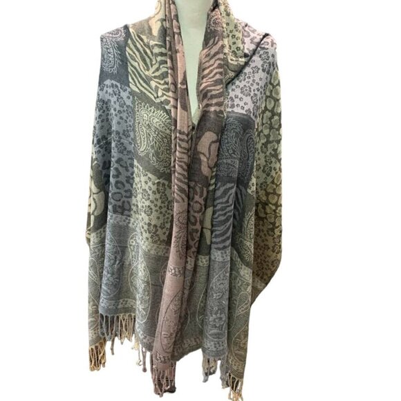 PASHMINA 100% Pashmina J.S ONDO Multicolored Scarf Shawl Wrap - Picture 2 of 4